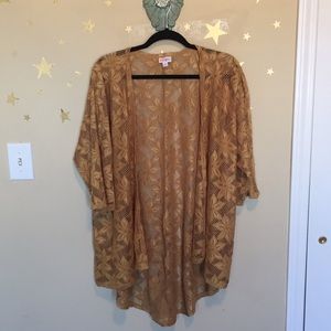 Lularoe Mustard Lace Lindsay (M) Kimono